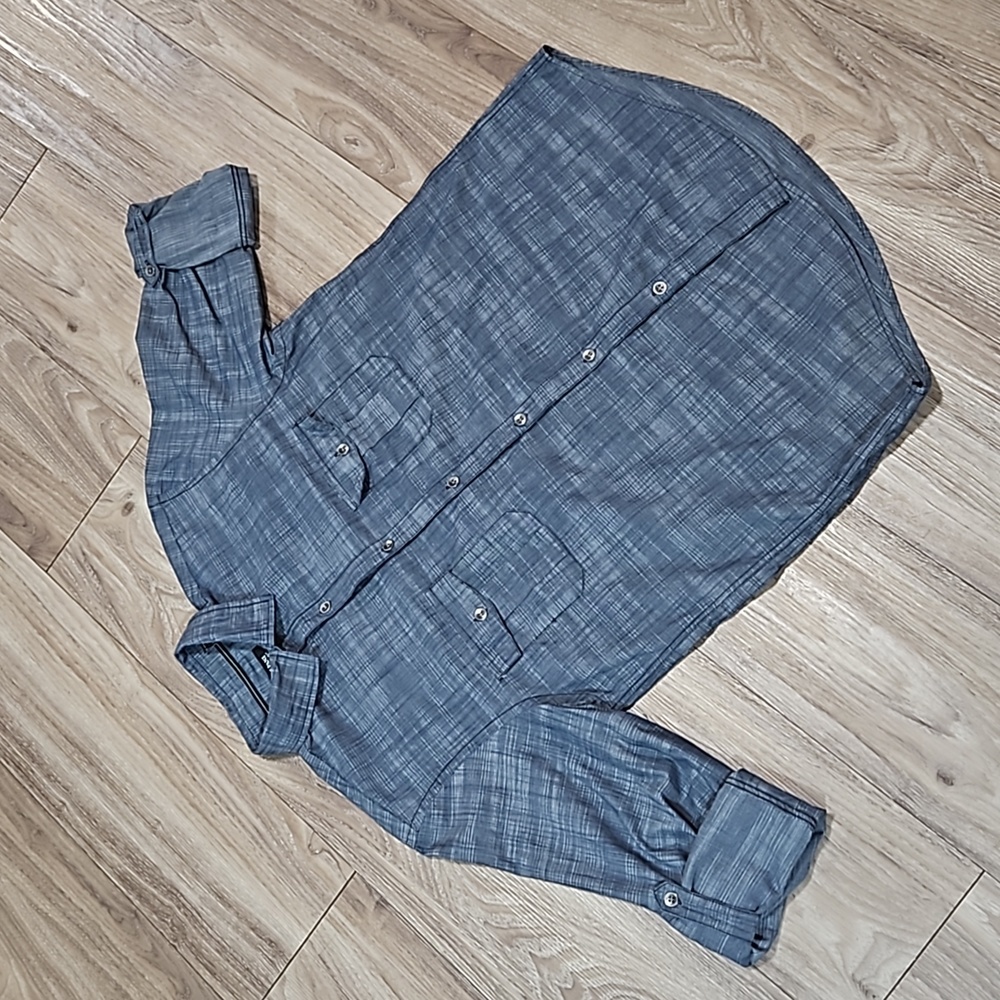 Alfani Regular Fit Long Sleeve Button Up Blue Shirt Men's Medium - Picture 5 of 13